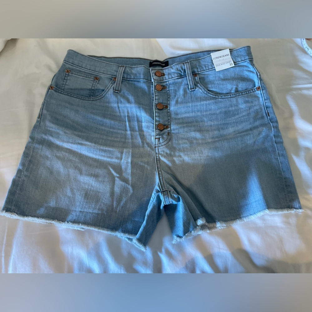 J. Crew Light Blue High Rise Jean Shorts with Button Fly